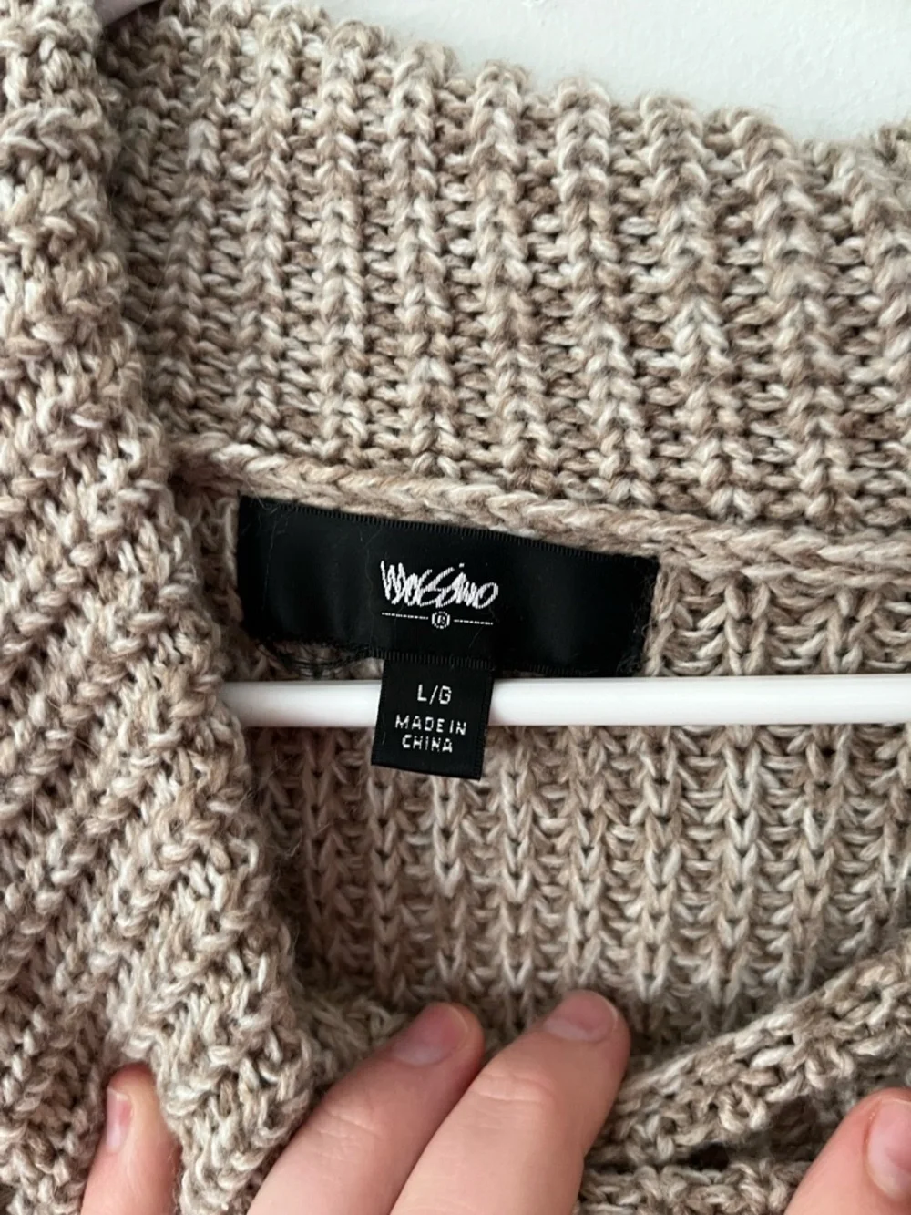 Tan cowl neck knit sweater large